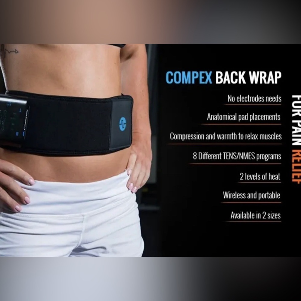 Compex TENS/Heat Back Wrap, Black - For Back Pain Small/Medium